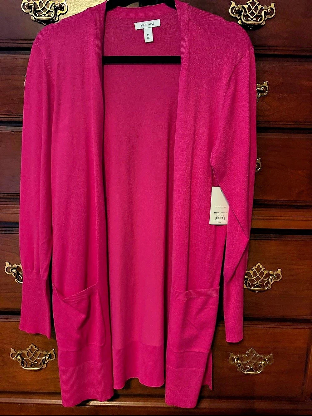 Nine West Open Front Cardigan in Pink Size Medium NWT